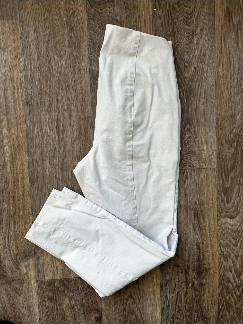Old Navy Khaki Pull On Stretch Cropped Pants Women’s Size 12 Ankle Slit Trousers